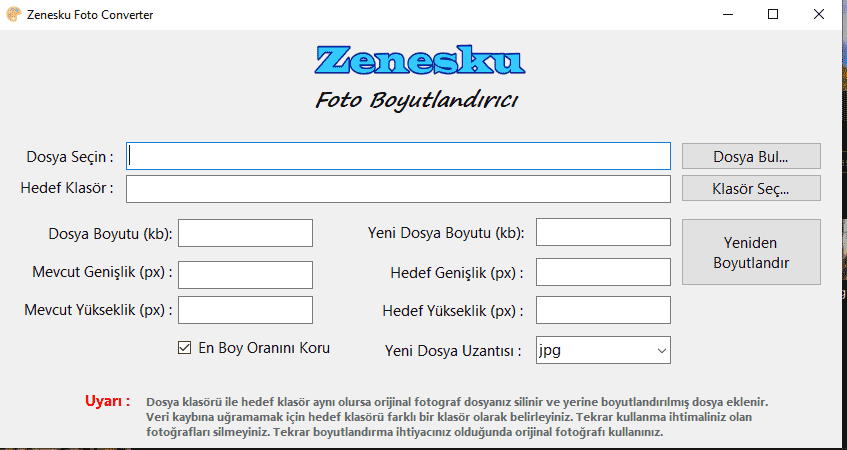 Zenesku Fotoğraf Boyutlandırıcı Görseli