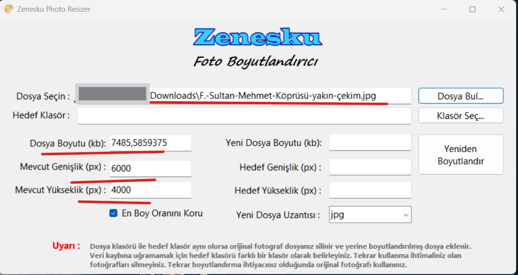 Zenesku Fotoğraf Boyutlandırıcı Kullanımı Görseli - 2