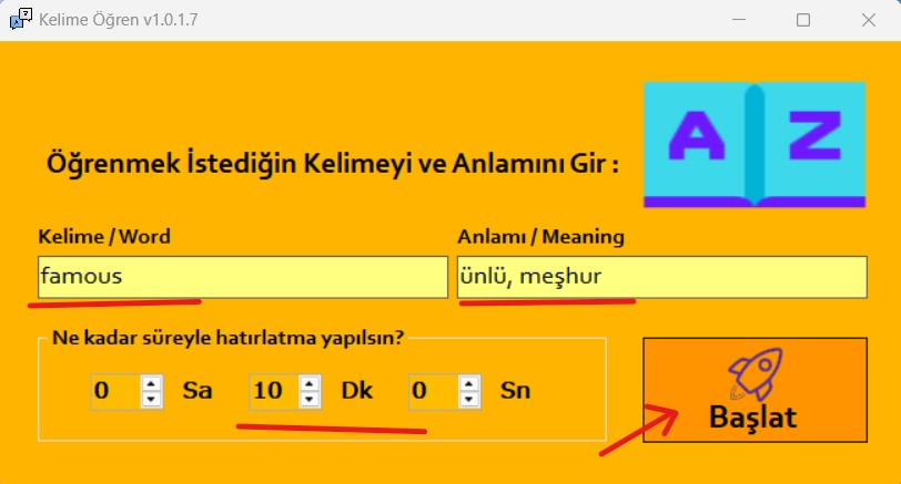 Zenesku Kelime Öğren Uygulaması Çalışma Ayarlama Görseli