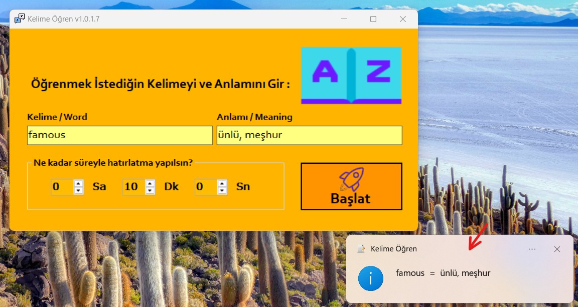 Zenesku Kelime Öğren Uygulaması Çalışma Esnası Fotoğraf